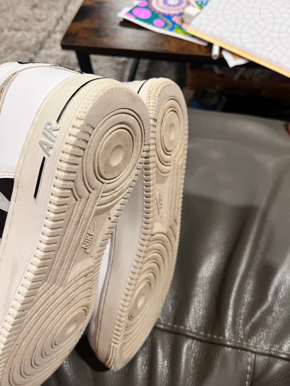 Nike Air Force 1 White, Silver & Black Customized, Mens 8.5/Womens 10 - Picture 5 of 6
